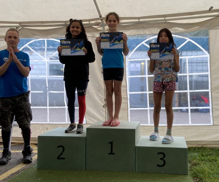 Parthian Squad member Aila placed second in her category and stands proudly on the podium.