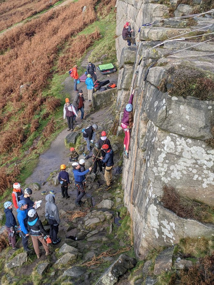 The Parthian community enjoying some Peak District grit climbing. 
